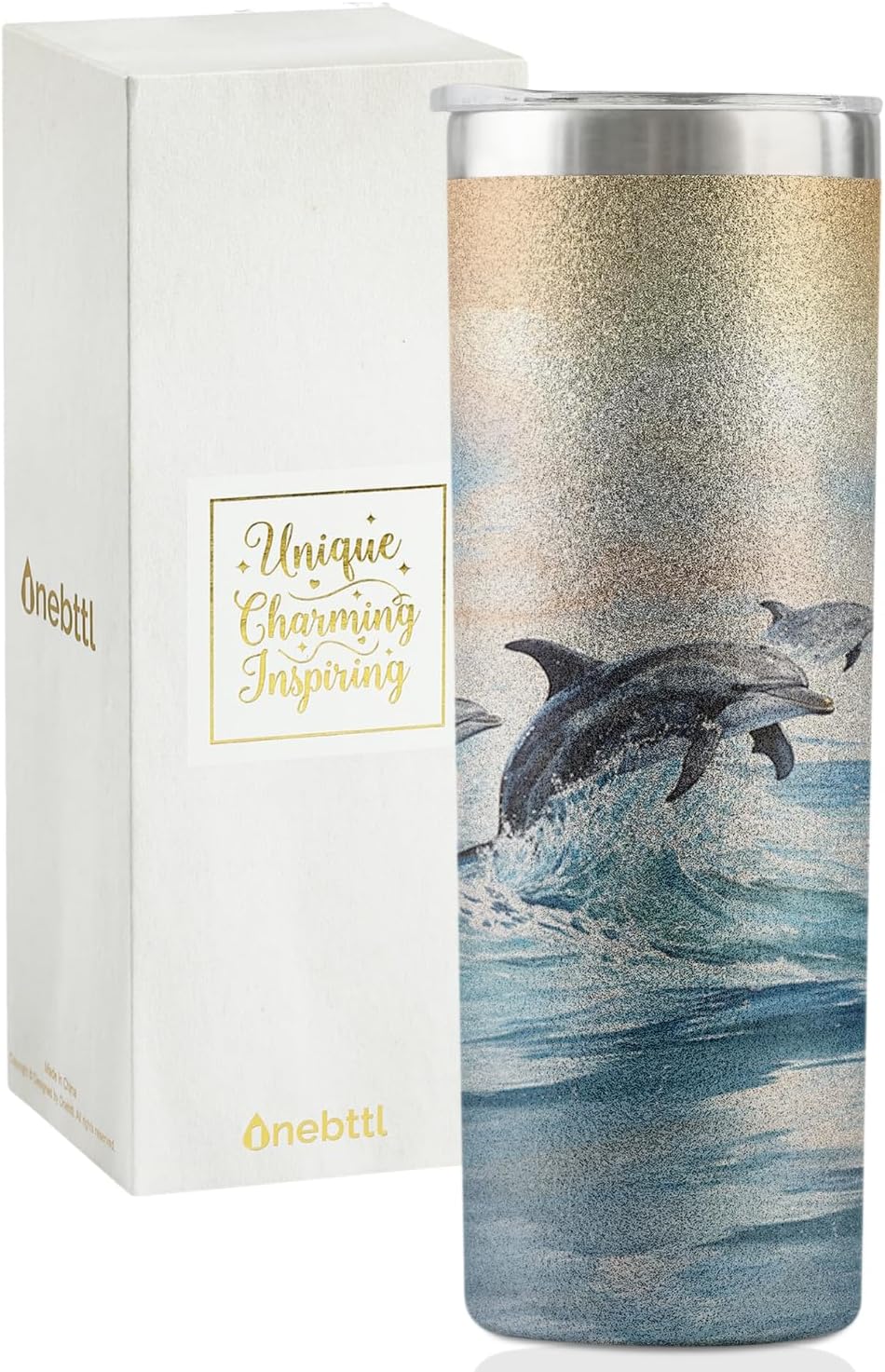 Dolphin Gifts for Women, 20oz Stainless Steel Tumbler with Lid & Straw