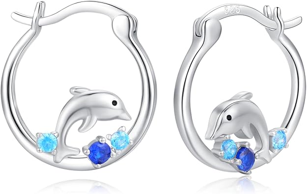 Sterling Silver Wave Dolphin Earrings