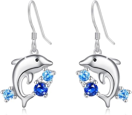 Sterling Silver Wave Dolphin Earrings